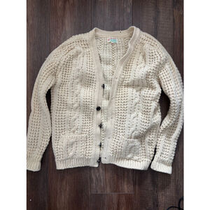 Women's Round Tower Cream Wool Cardigan Size 36